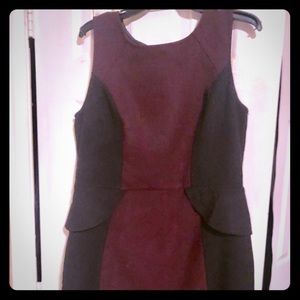 Loft sleeveless purple and black peplum dress